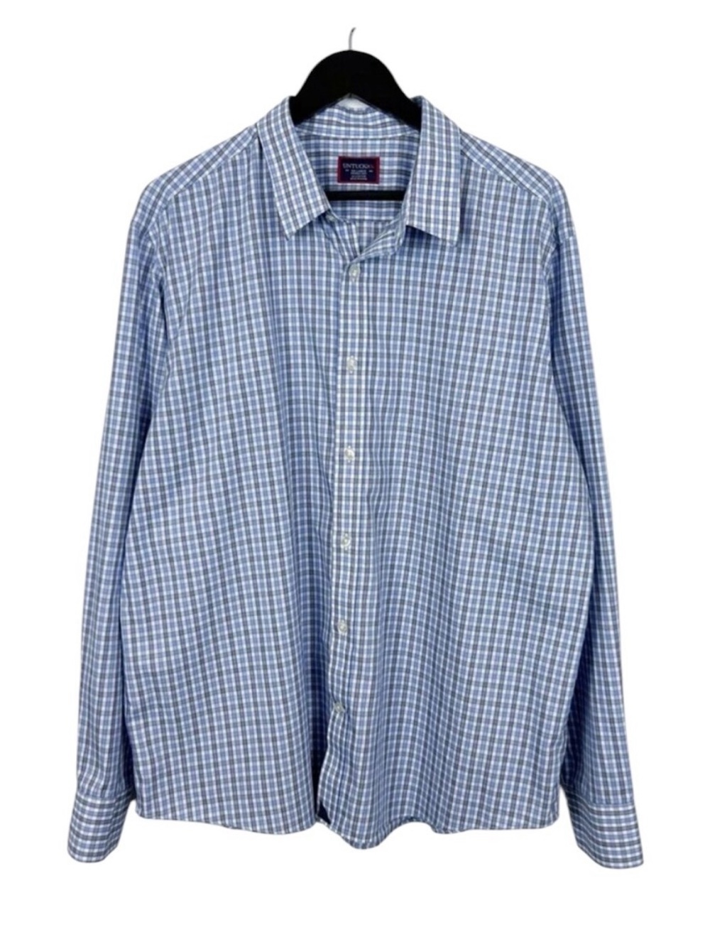 UNTUCKit Men's Light Blue Check Button-Down Shirt Size XXL 100% Cotton